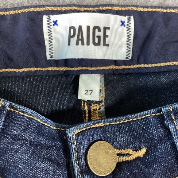 Paige Womens Blue Denim Edgemont Skinny Jeans Moto Zip Dark Wash Sexy Soft Sz 27 - Picture 7 of 16